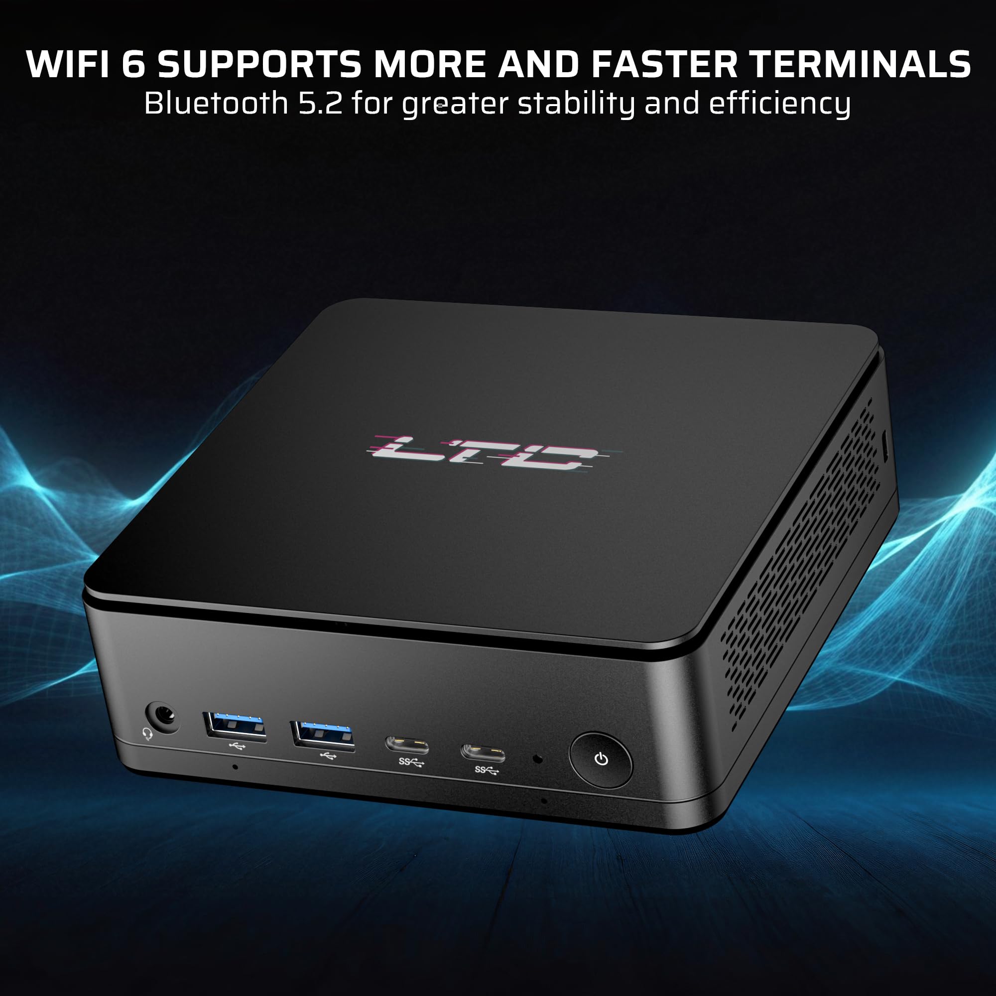 LTC Mini PC com NPU AI, AMD Ryzen 7 8845HS, Radeon 780M Graphic
